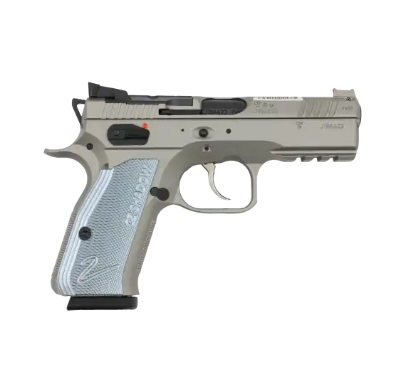 CZ Shadow II Compact OR Titan Silver als rechte Seitenansicht auf hellem Hintergrund.