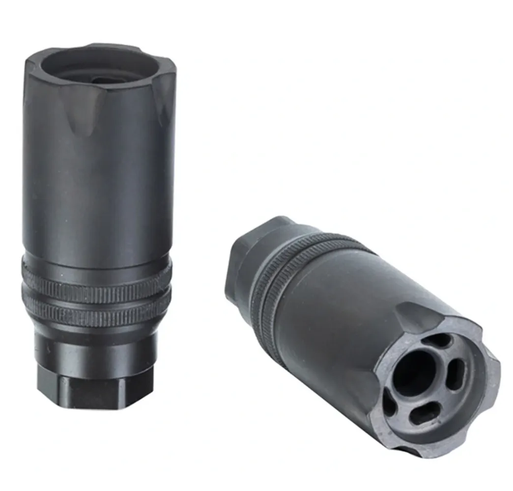 Hera Arms Linear Compensator Small Gen. 3 in Schwarz, Seitenansicht vor weißem Hintergrund