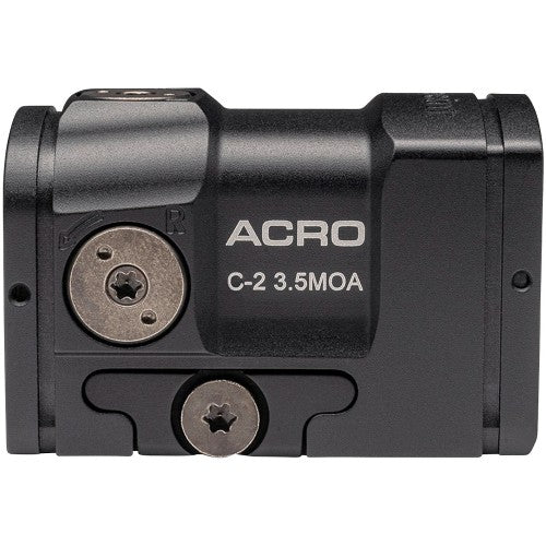 Aimpoint Acro C-2 Reflexvisier in Schwarz, Seitenansicht vor weißem Hintergrund