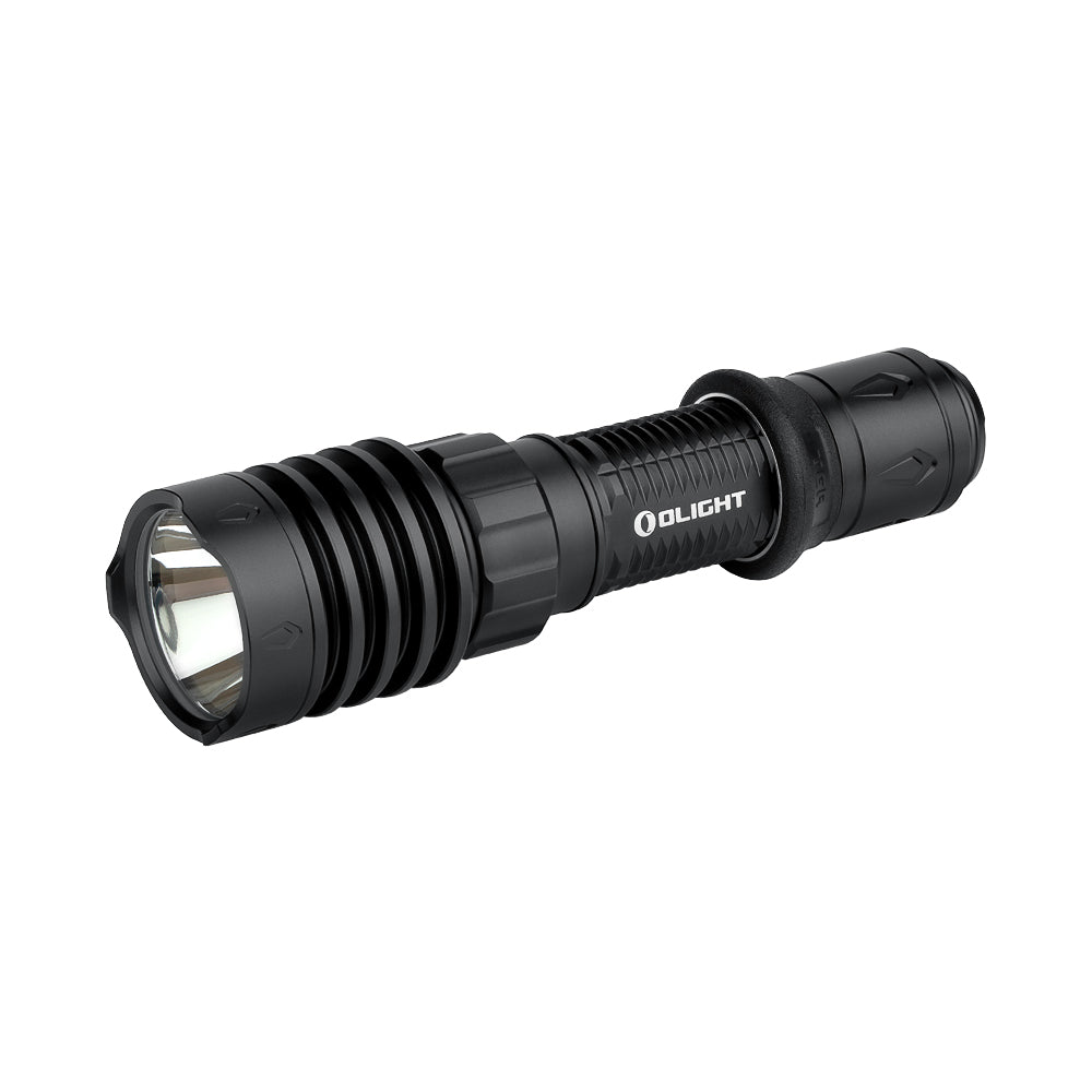 Olight Warrior X 4 in Schwarz mit sichtbarem Reflektor und Lampengehäuse