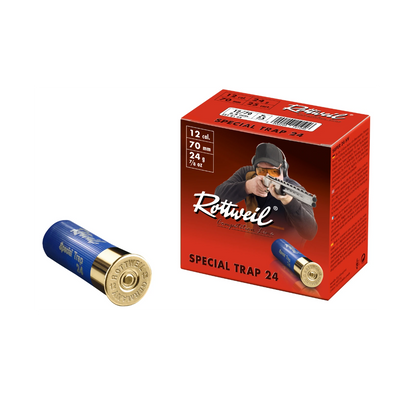Rottweil 12/70 Special Trap 2,4 mm 24 g Schrotpatrone Competition Line, Packung mit 25 Schuss