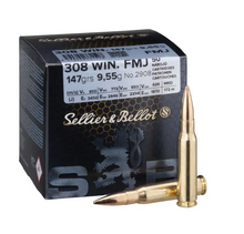 Sellier Bellot 308 Win FMJ Munitionsschachtel mit zwei Büchsenpatronen