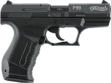 Walther P99 Schreckschusspistole 9 mm P.A.K. in Schwarz, rechte Seite mit PTB-Zeichen 762 und Kaliberangabe auf dem Schlitten