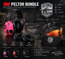 Sportschützen Anfänger Set: 3M Peltor SportTac in Pink mit Gel-Dichtungsringen und Swiss Eye Lancer mit dunkler und orangefarbener Scheibe