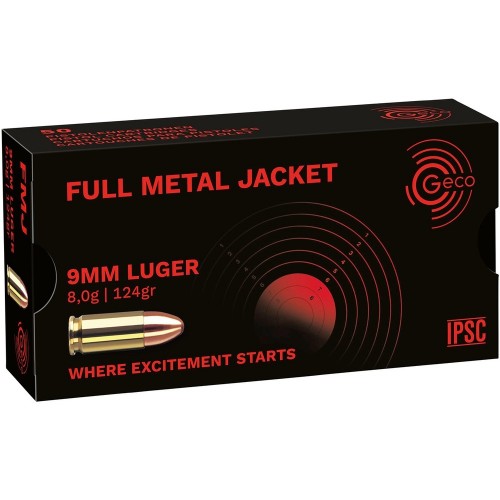 9 mm Luger Vollmantel 8,0g/124grs. Geco