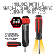 Real Avid Smart Torque Driver Master Set: Koffer geöffnet mit Smart-Torq Handle, Smart-Drive LED-Handle, Force Assist Hebel und 83 Bits