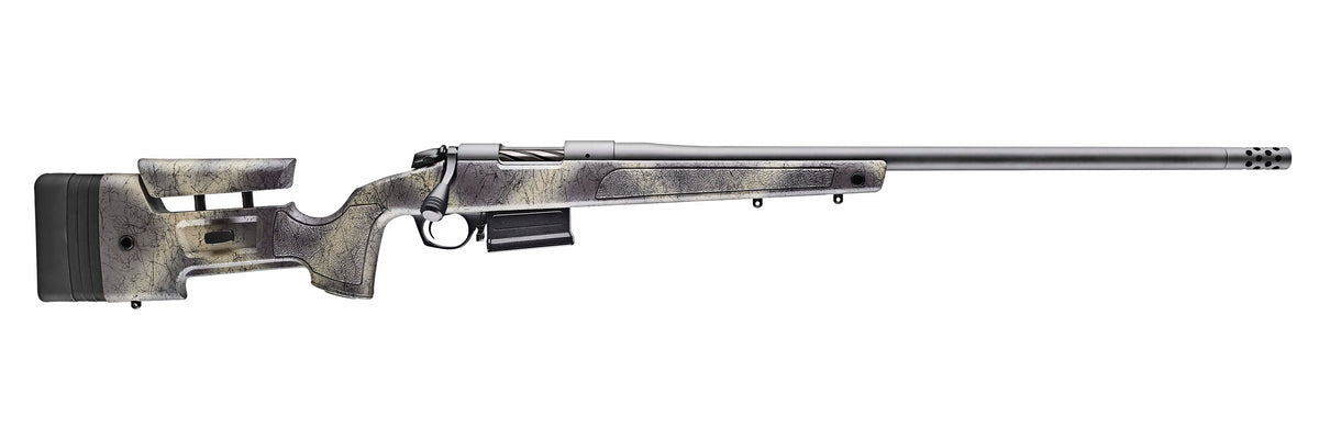 Bergara B14 Wilderness HMR Repetierbüchse mit Wilderness-Camo-Schaft und Mündungsbremse, Seitenansicht
