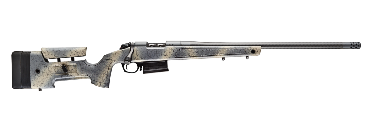 Bergara B14 Wilderness HMR Carbon Repetierbüchse mit carbonummanteltem Lauf und Wilderness-Camo-Schaft, Seitenansicht