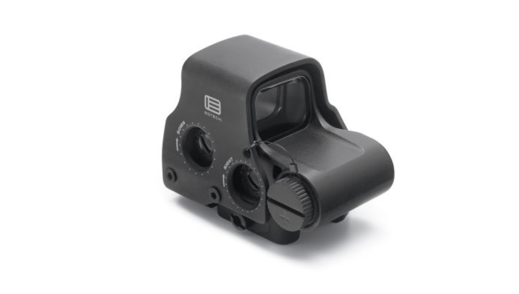 EOTECH EXPS2 holografisches Visier in Schwarz, linke Seitenansicht vor weißem Hintergrund