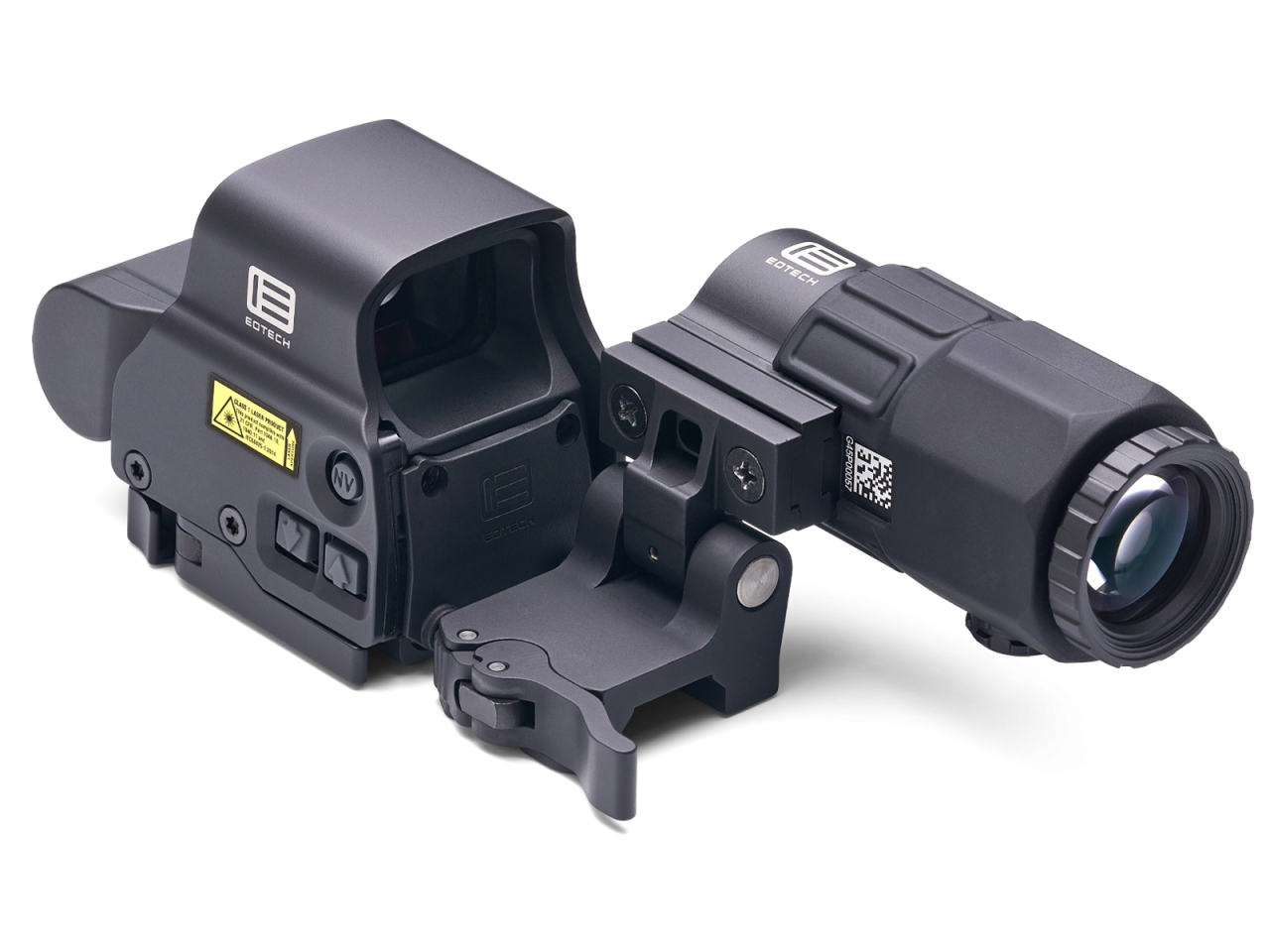 EOTECH HHS V EXPS3-4 mit G45 Magnifier, 3D-Ansicht von links vor weißem Hintergrund