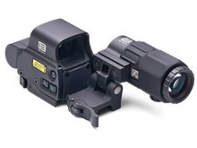 EOTECH HHS V EXPS3-4 mit G45 Magnifier, 3D-Ansicht von links vor weißem Hintergrund