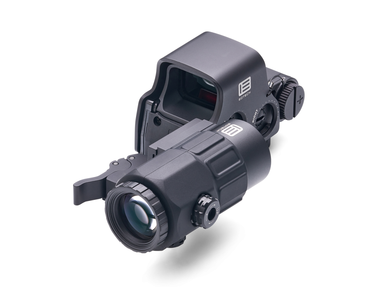 EOTECH HHS V mit G45 Magnifier in Flip-to-Side-Position, 3D-Ansicht von rechts