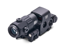 EOTECH HHS V EXPS3-4 mit G45 Magnifier, 3D-Ansicht von rechts vor weißem Hintergrund