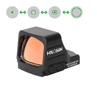 Holosun HS507COMP Offenes Reflexvisier + wechselbarem 2MOA Punkt, 8/20/32MOA Kreis Absehen