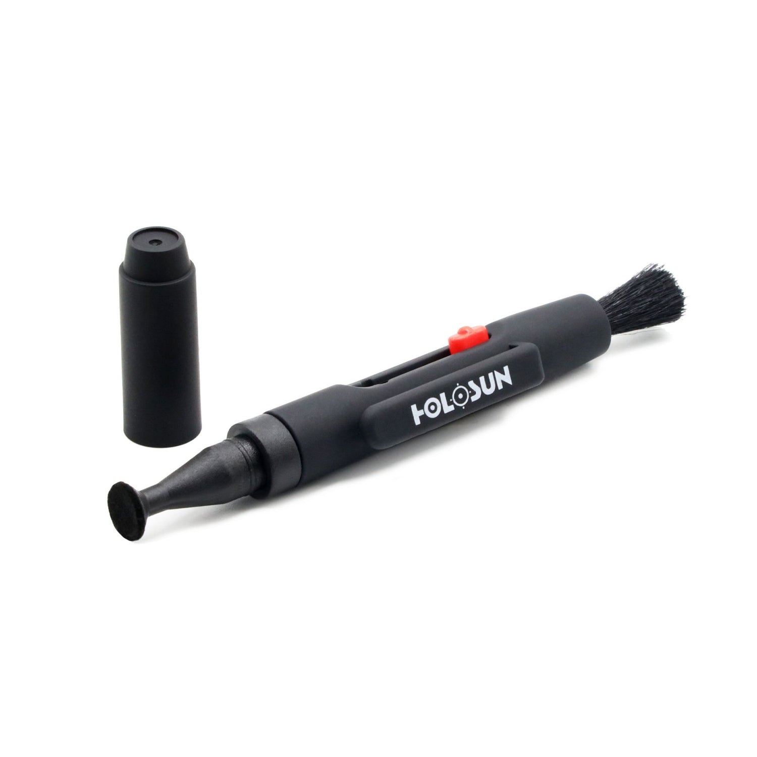 Holosun HS-LENS-CLEANING-PEN: Stift mit abgenommener Schutzkappe, Pinsel und Pad sichtbar