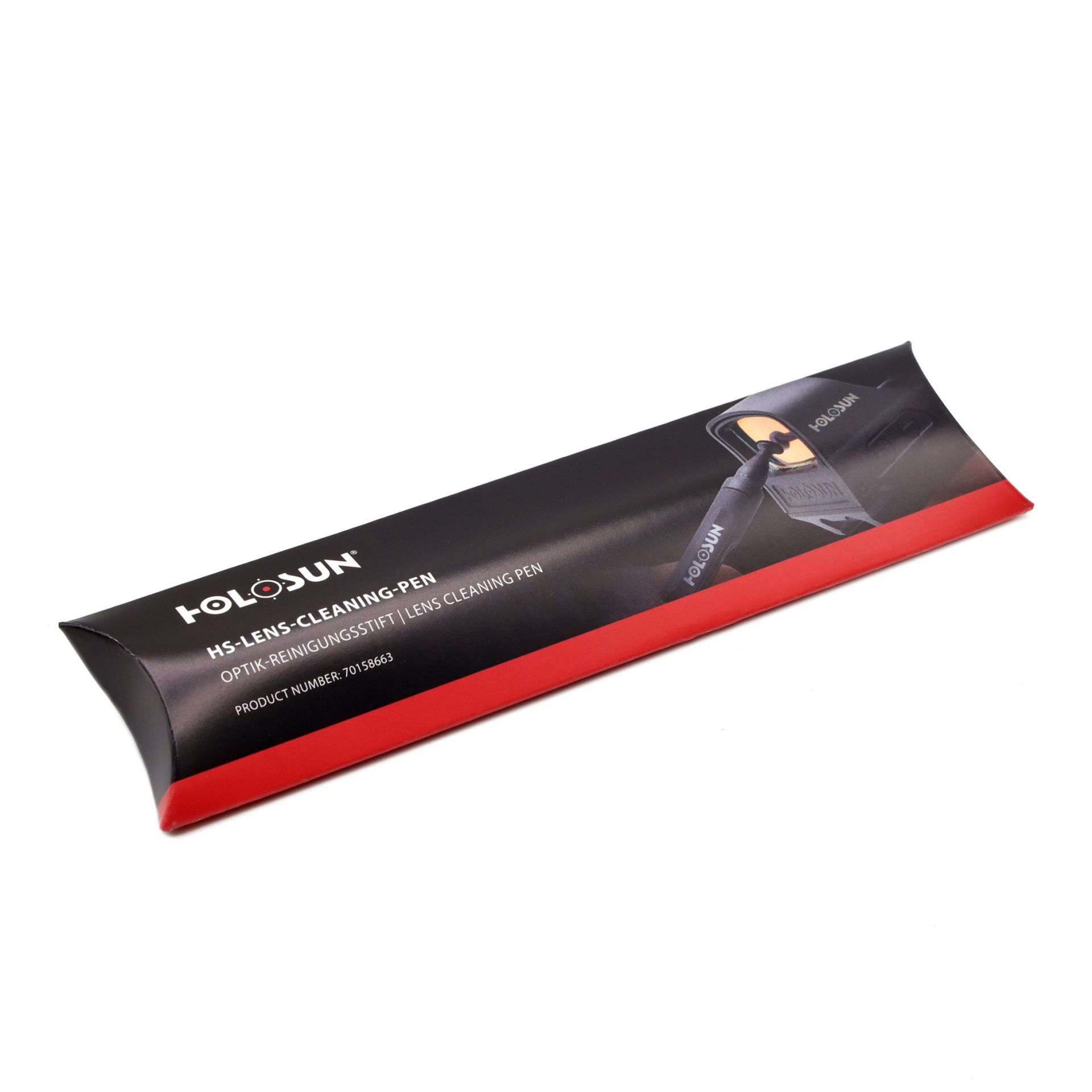 Holosun HS-LENS-CLEANING-PEN: Kissenverpackung mit Artikelnummer 70158663