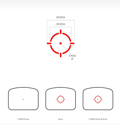 Hawke Endurance Reflex Sight 3 MOA Dot / Circle Dot - Red: Absehen-Varianten 3-MOA-Punkt, 30-MOA-Kreis und Kombination