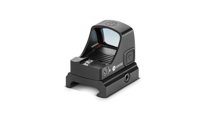 Hawke Endurance Reflex Sight 3 MOA Dot / Circle Dot - Red: Ansicht von rechts mit Verstellschrauben und Hawke-Logo