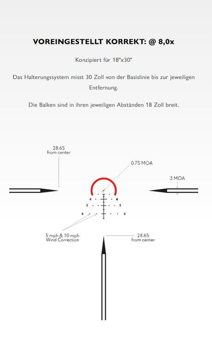 Hawke Vantage HD 30 1-8x24 Tactical BDC 5.56: Tactical-BDC-Absehen, kalibriert bei 8,0facher Vergrößerung