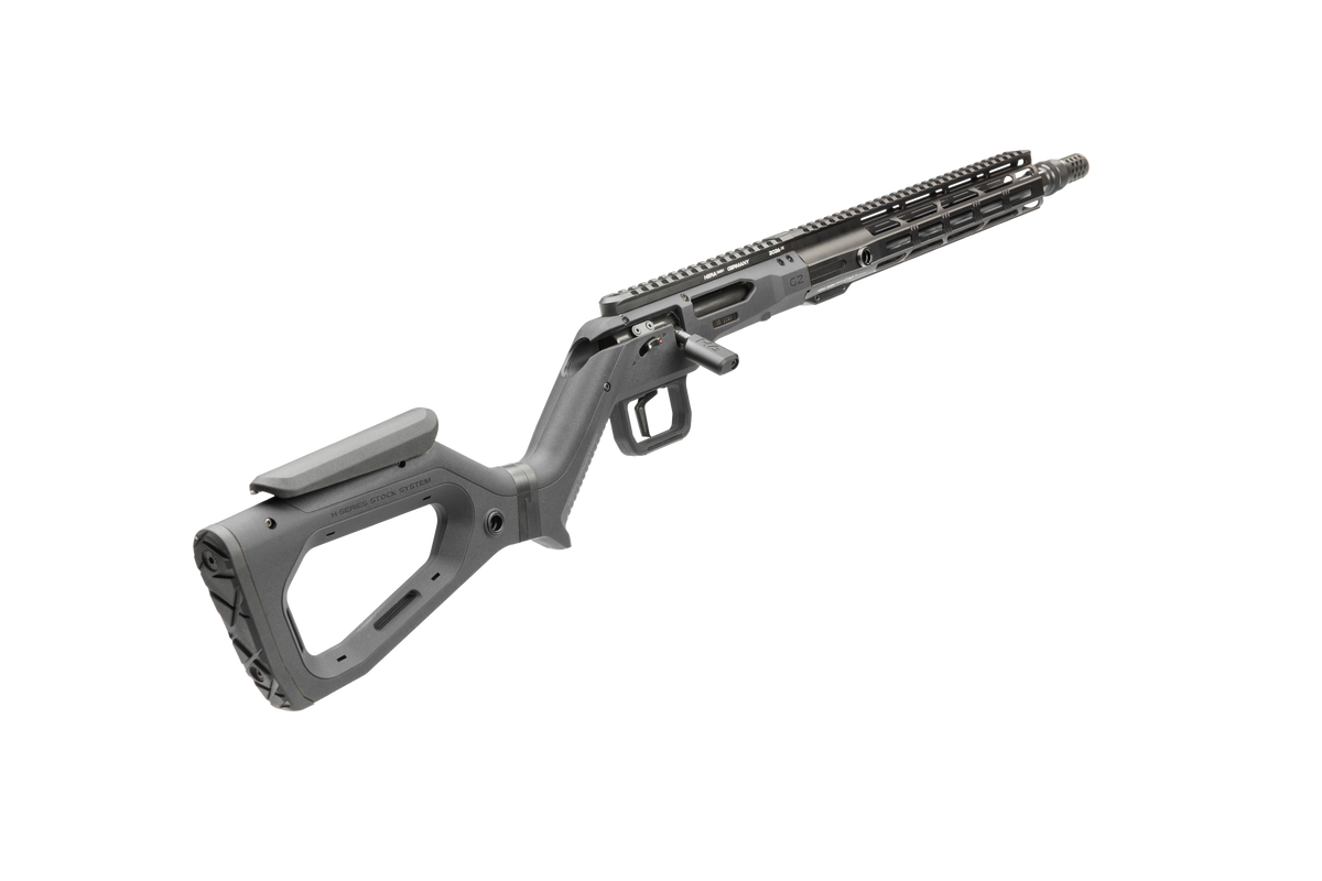HERA H6K Repetiergewehr GEN2: Schrägansicht von hinten auf Handschutz und Lauf, Schwarz