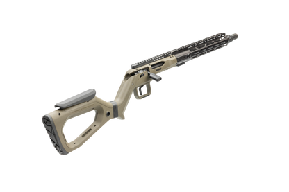 HERA H6K Repetiergewehr GEN2: Schrägansicht von hinten auf Handschutz und Lauf, Olivgrün