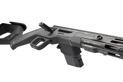 HERA H6K Repetiergewehr GEN2: Detail von Systemgehäuse, Kammergriff, Abzug und Magazin, Schwarz
