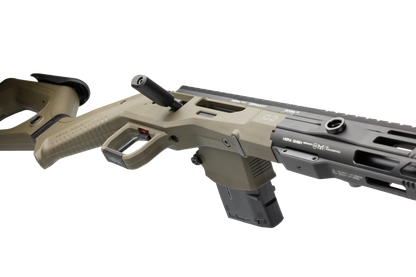 HERA H6K Repetiergewehr GEN2: Detail von Systemgehäuse, Kammergriff, Abzug und Magazin, Olivgrün