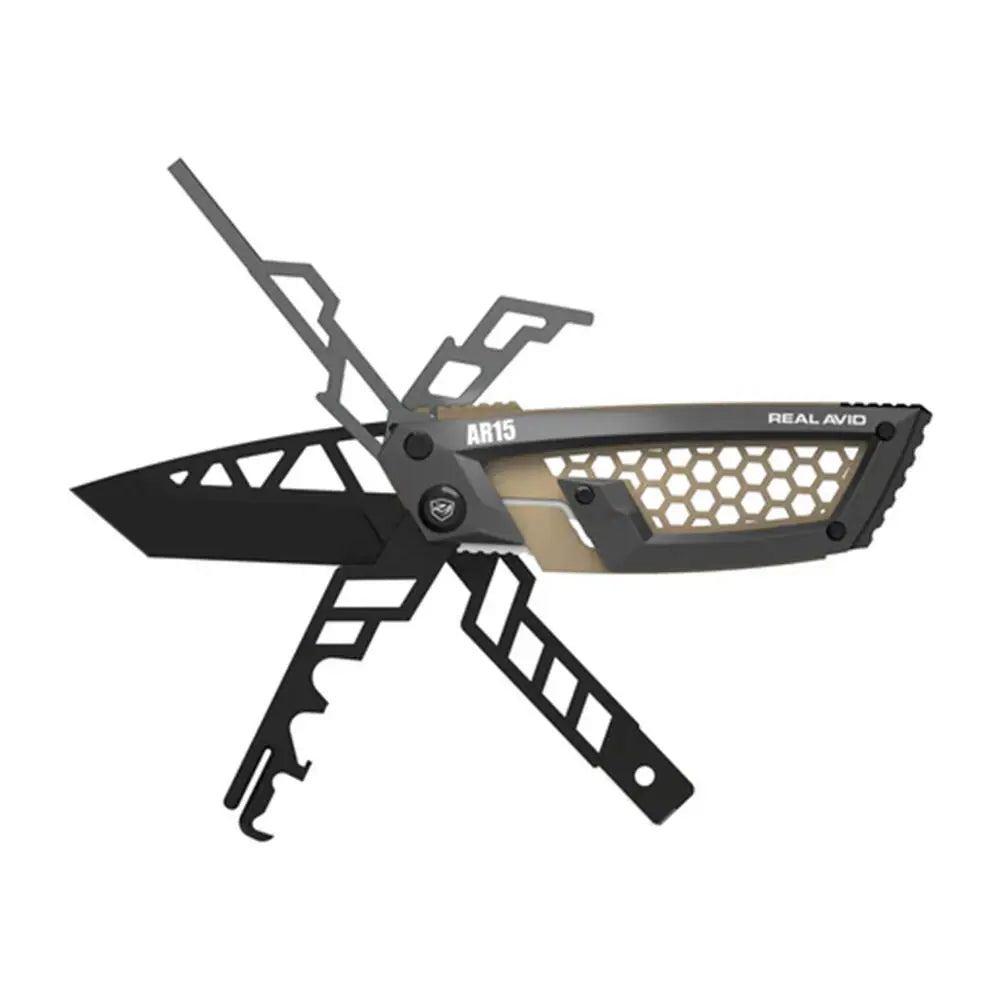 Real Avid Gun Tool Edge AR15 Multifunktionstool mit Tanto-Klinge und Pocket Clip
