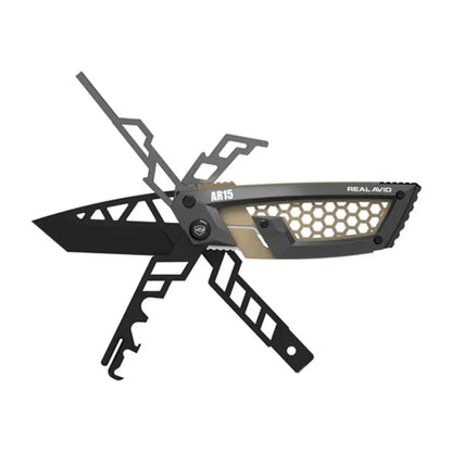 Real Avid Gun Tool Edge AR15 Multifunktionstool mit Tanto-Klinge und Pocket Clip