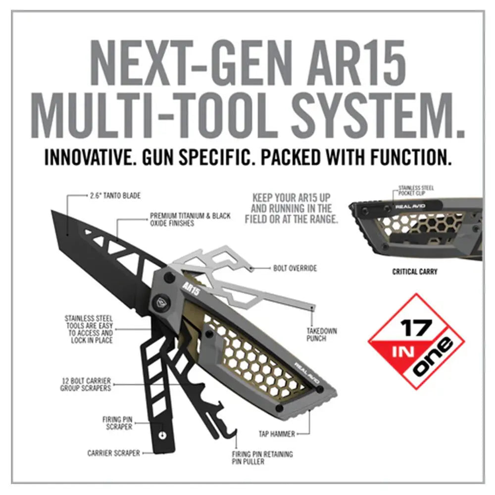 Real Avid Gun Tool Edge AR15 mit Firing Pin Puller Tap Hammer Takedown Punch und Bolt Override
