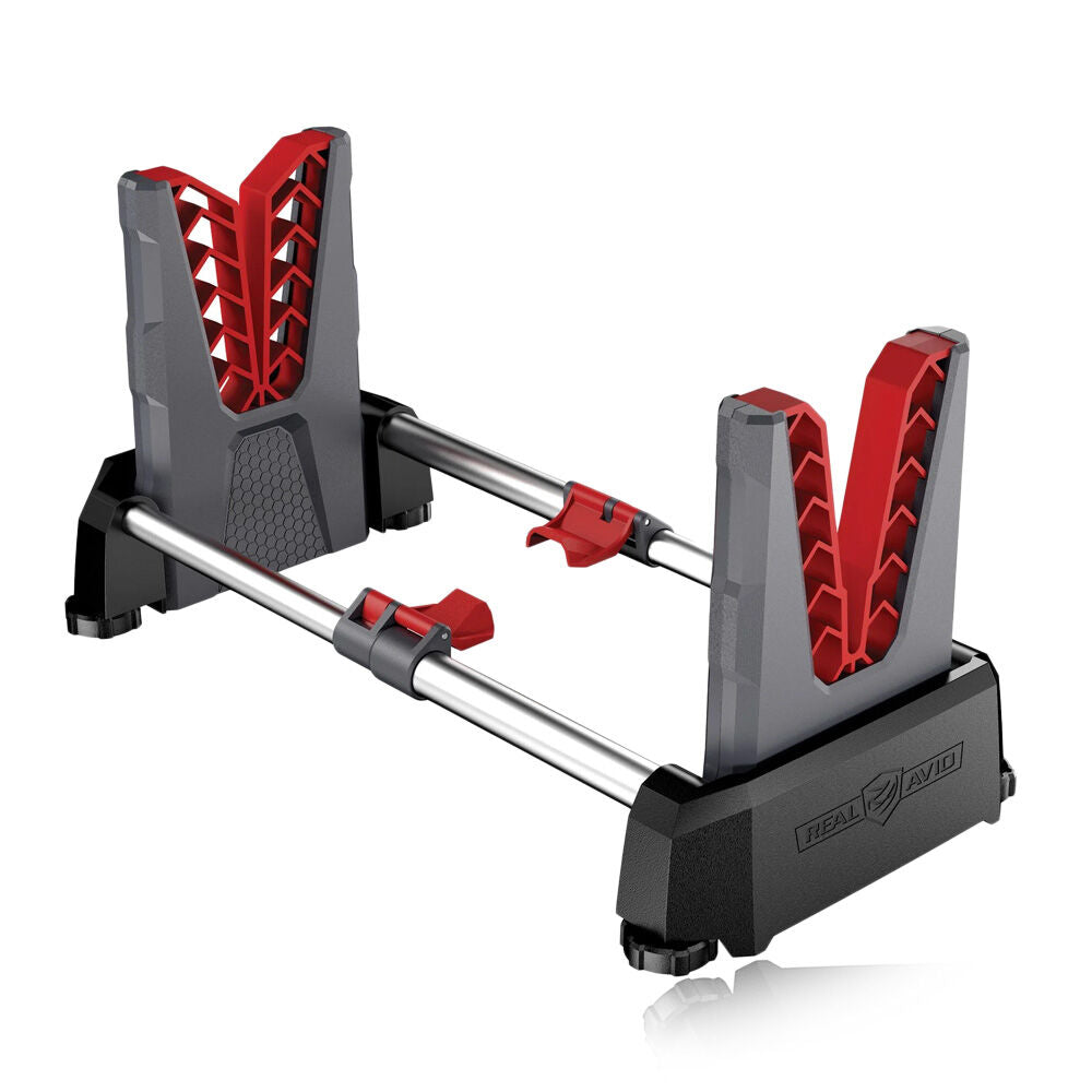 Real Avid Speed Stand klappbare Waffenauflage komplett aufgestellt mit Gun-Gripper-Yokes