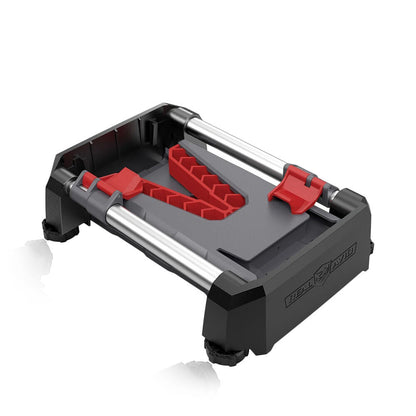 Real Avid Speed Stand mit eingespannter Langwaffe in non-marring Foam-Pad-Yokes