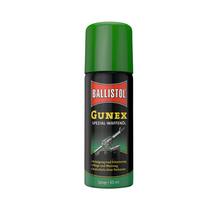 Ballistol Gunex Spezial-Waffenöl Spray 50 ml mit grünem Deckel und Waffenmotiv auf der Dose