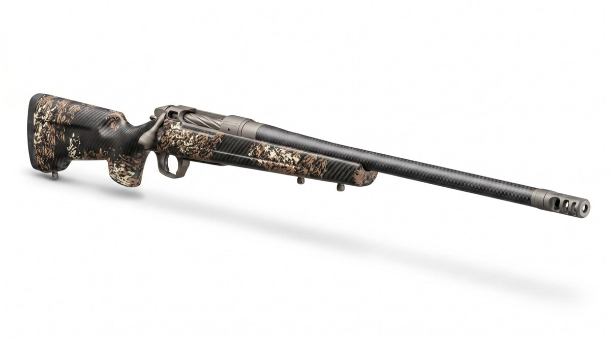 Bergara Premier CIMA PRO Präzisions-Repetierbüchse, Dreiviertelansicht mit Carbonschaft und Carbonlauf