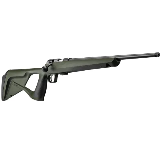 CZ 457 Ergo BM Kleinkaliber-Repetierbüchse, Detailansicht 525-mm-Lauf mit Mündungsgewinde vor weißem Hintergrund