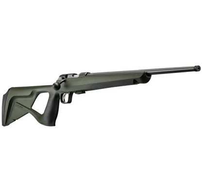 CZ 457 Ergo BM Kleinkaliber-Repetierbüchse, Detailansicht 525-mm-Lauf mit Mündungsgewinde vor weißem Hintergrund