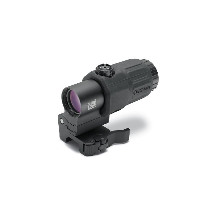 EOTECH G33.STS Magnifier in Schwarz, 3D-Ansicht von links vor weißem Hintergrund