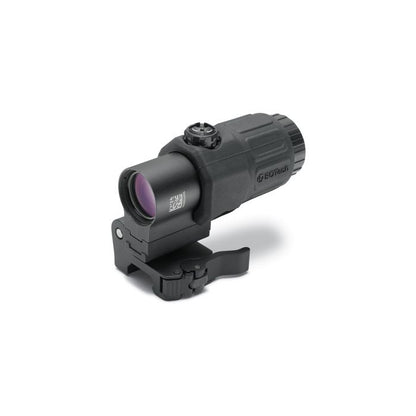 EOTECH G33.STS Magnifier in Schwarz, 3D-Ansicht von links vor weißem Hintergrund