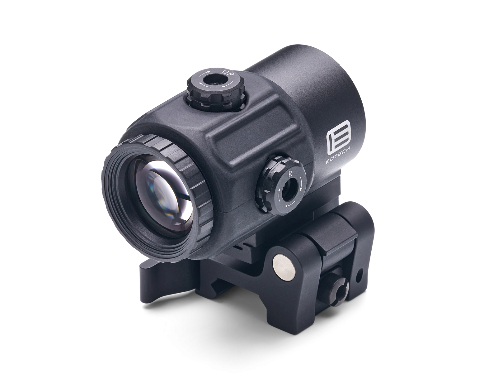 EOTECH G43.STS Magnifier in Schwarz, linke Seitenansicht vor weißem Hintergrund