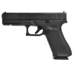 Glock 17 Gen5 MOS 9mm Pistole in Schwarz linke Seitenansicht vor weißem Hintergrund