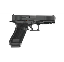Glock 17 Gen6 OR 9mm Pistole in Schwarz, linke Seitenansicht vor weißem Hintergrund