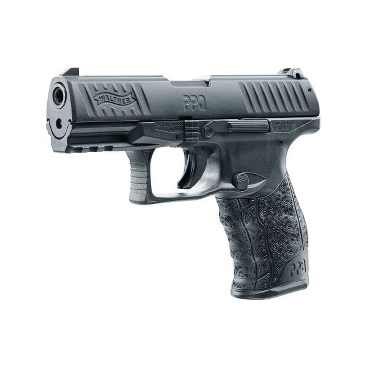 Walther PPQ M2 Schreckschusspistole 9 mm P.A.K., linke Seite schräg von vorn