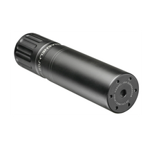 Haenel JGR Suppressor Schalldämpfer Kaliber 30 in schwarzer, kompakter Bauform, seitlich liegend dargestellt