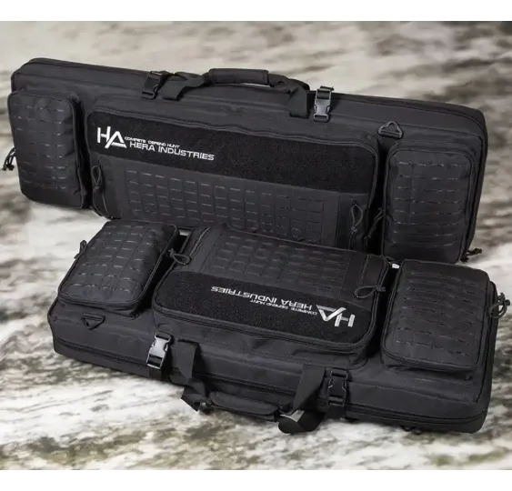 Hera Arms Langwaffenfutteral Lasermolle Long mit zwei Langwaffen geöffnet, Innenansicht