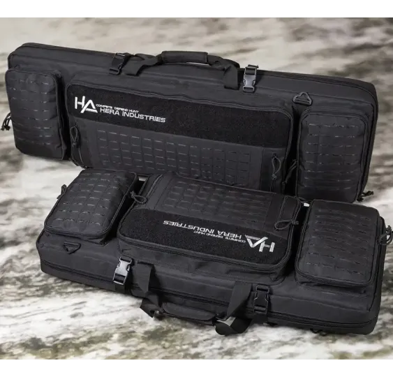 Hera Arms Langwaffenfutteral Lasermolle Short geöffnet mit zwei Fächern, Innenansicht