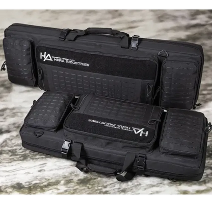 Hera Arms Langwaffenfutteral Lasermolle Short geöffnet mit zwei Fächern, Innenansicht