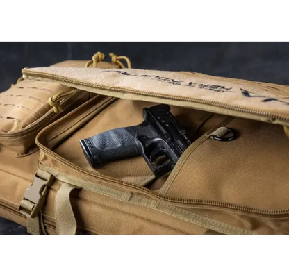 Hera Arms Langwaffenfutteral Lasermolle Short in TAN mit Kurzwaffe und Zubehör