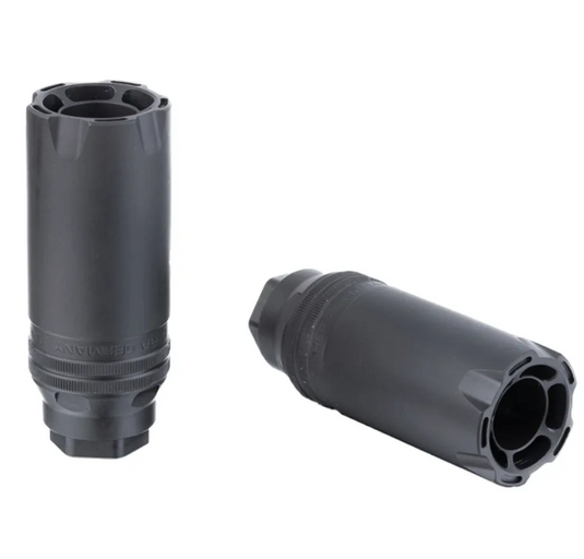 Hera Arms Linear Compensator Gen. 3 in Schwarz, Seitenansicht vor weißem Hintergrund