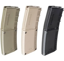 Hera Arms Magazin H3L PRO in drei Farben, Übersichtsansicht vor weißem Hintergrund