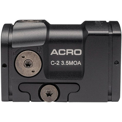 Aimpoint Acro C-2 Reflexvisier in Schwarz, Seitenansicht vor weißem Hintergrund